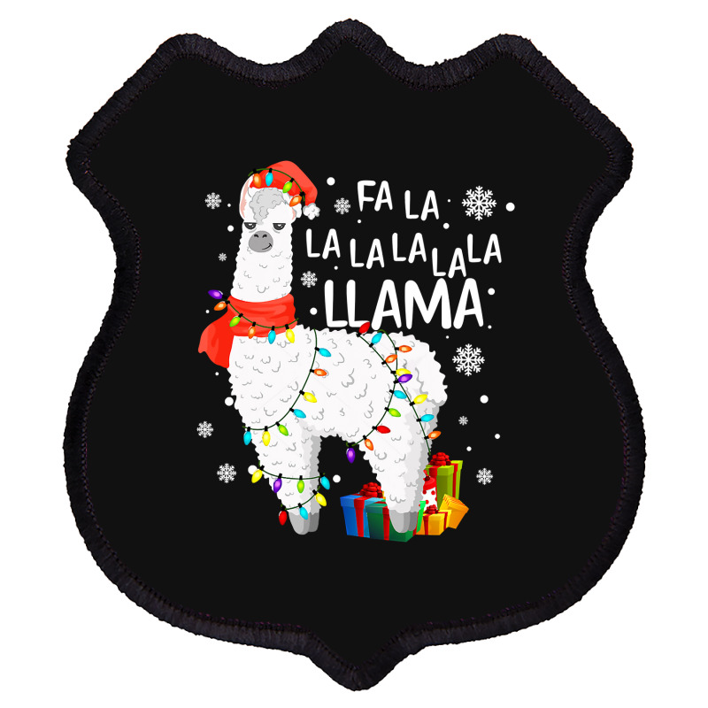 Fa La La Llama Christmas Santa Hat Llama Lover Merry Xmas 68 Shield Patch | Artistshot