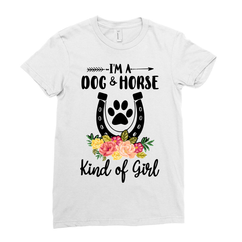 Horse Im A Dog And Horse Kind Of Girl Paw Print Horseshoe Gift43 Ladies Fitted T-Shirt by golferu | Artistshot