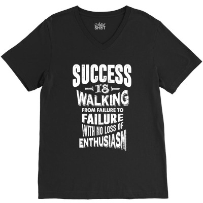 Success Is Walking V-neck Tee Designed By Cidolopez