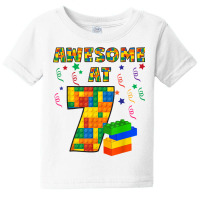 Birthday Shirt For Kids 7 Building Blocks Bricks Theme Party Baby Tee | Artistshot