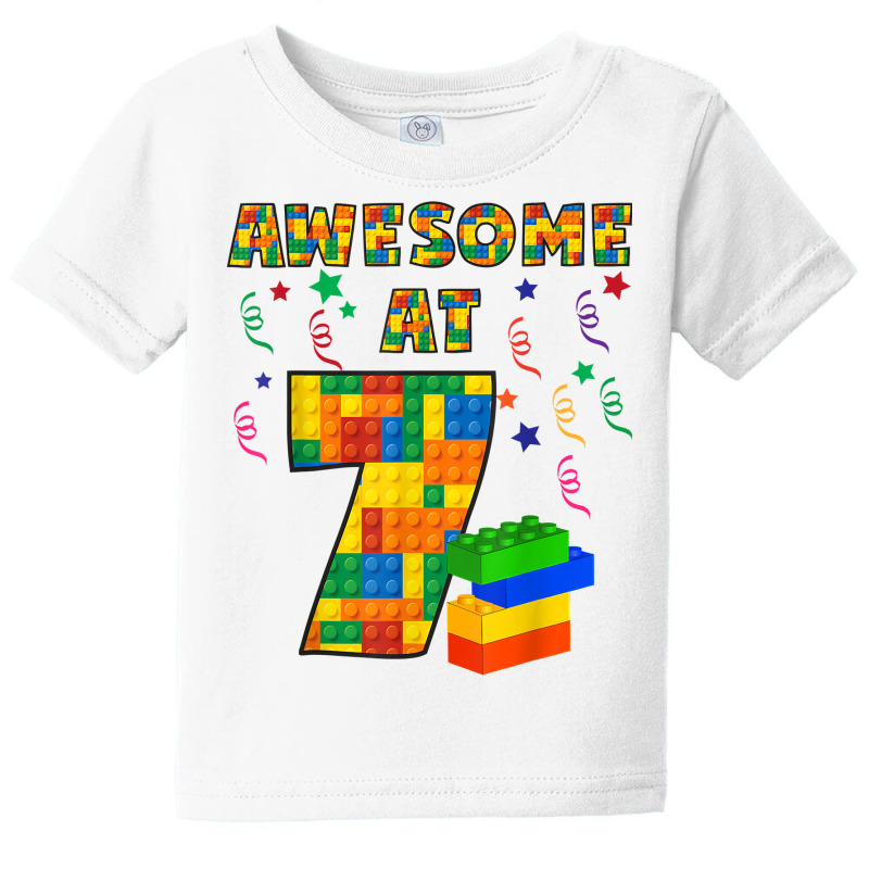 Birthday Shirt For Kids 7 Building Blocks Bricks Theme Party Baby Tee | Artistshot