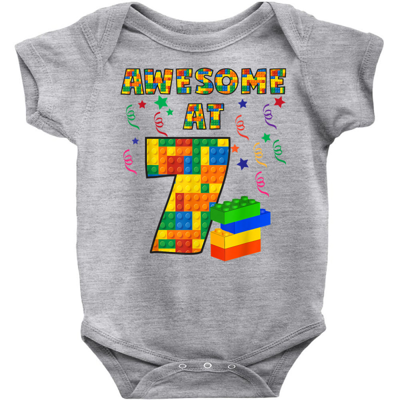 Birthday Shirt For Kids 7 Building Blocks Bricks Theme Party Baby Bodysuit | Artistshot