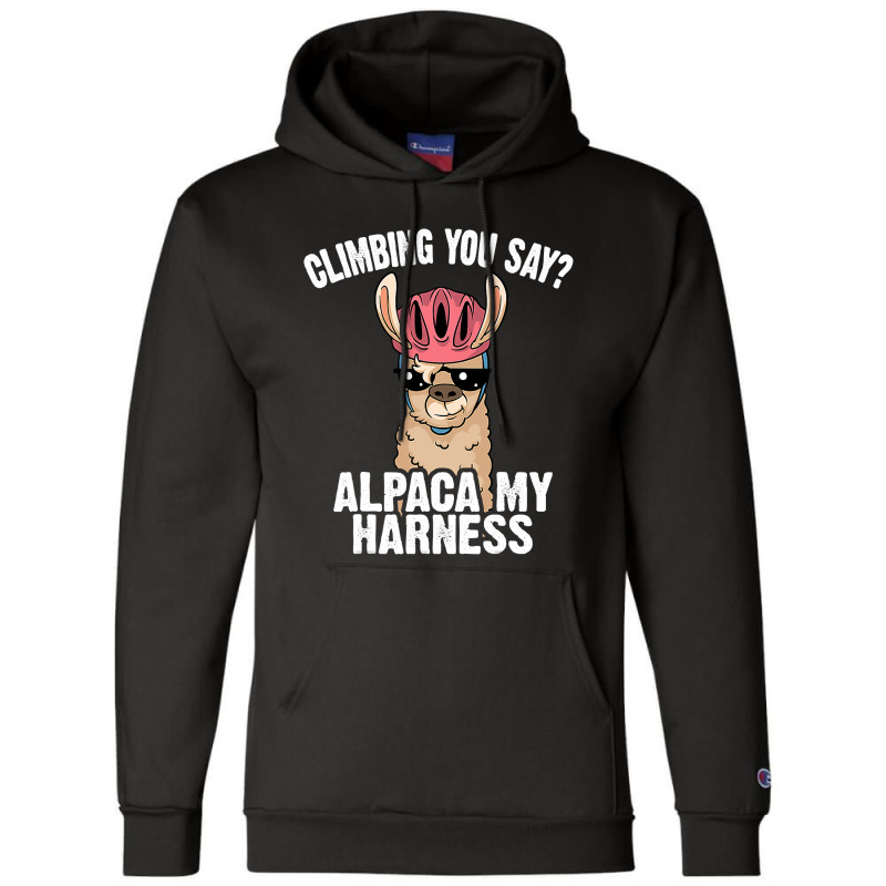 Funny Rock Climbing Llama Cute Harness 34 Champion Hoodie | Artistshot