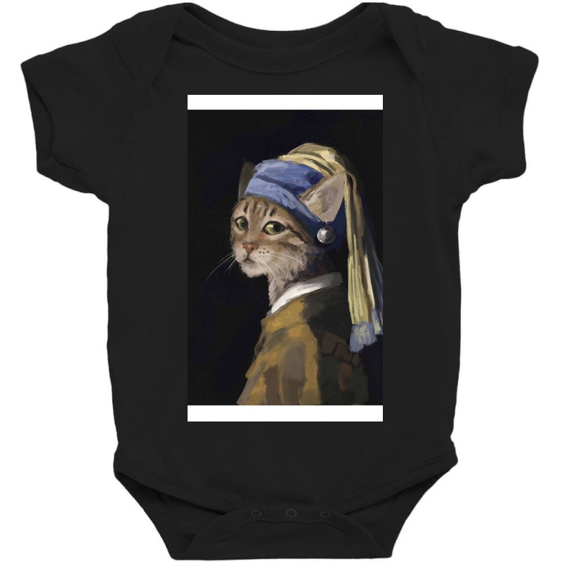 Cat With A Pearl Earring Baby Bodysuit by Grantlo | Artistshot