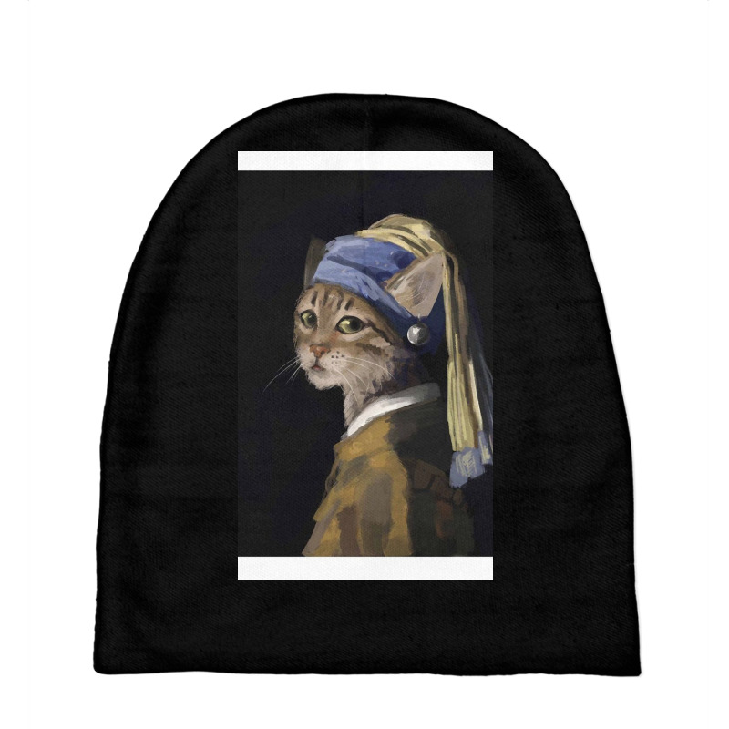 Cat With A Pearl Earring Baby Beanies by Grantlo | Artistshot