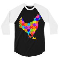 Chicken Hen Jigsaw Poster 3/4 Sleeve Shirt | Artistshot