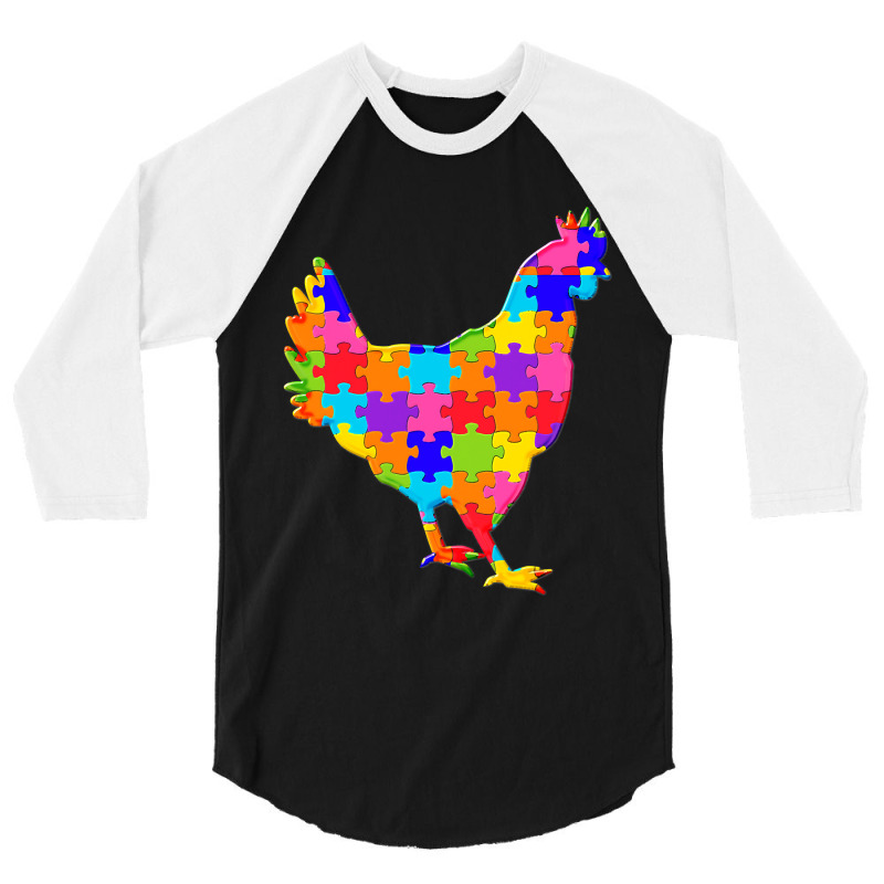 Chicken Hen Jigsaw Poster 3/4 Sleeve Shirt by Artist-Deborah | Artistshot