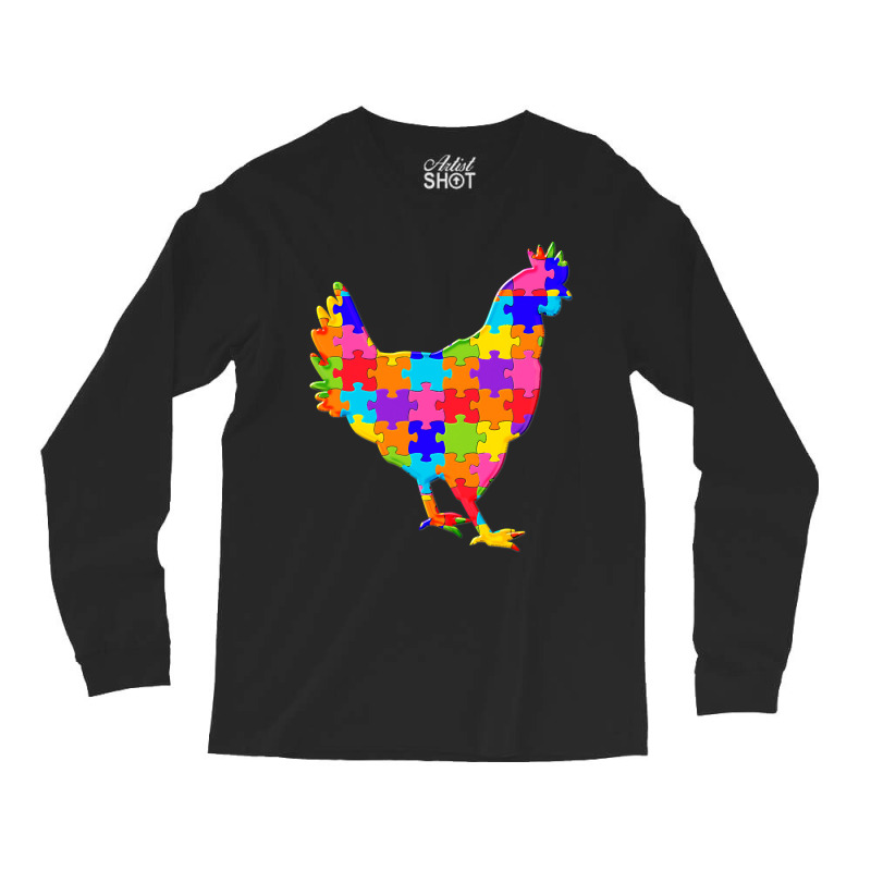 Chicken Hen Jigsaw Poster Long Sleeve Shirts by Artist-Deborah | Artistshot