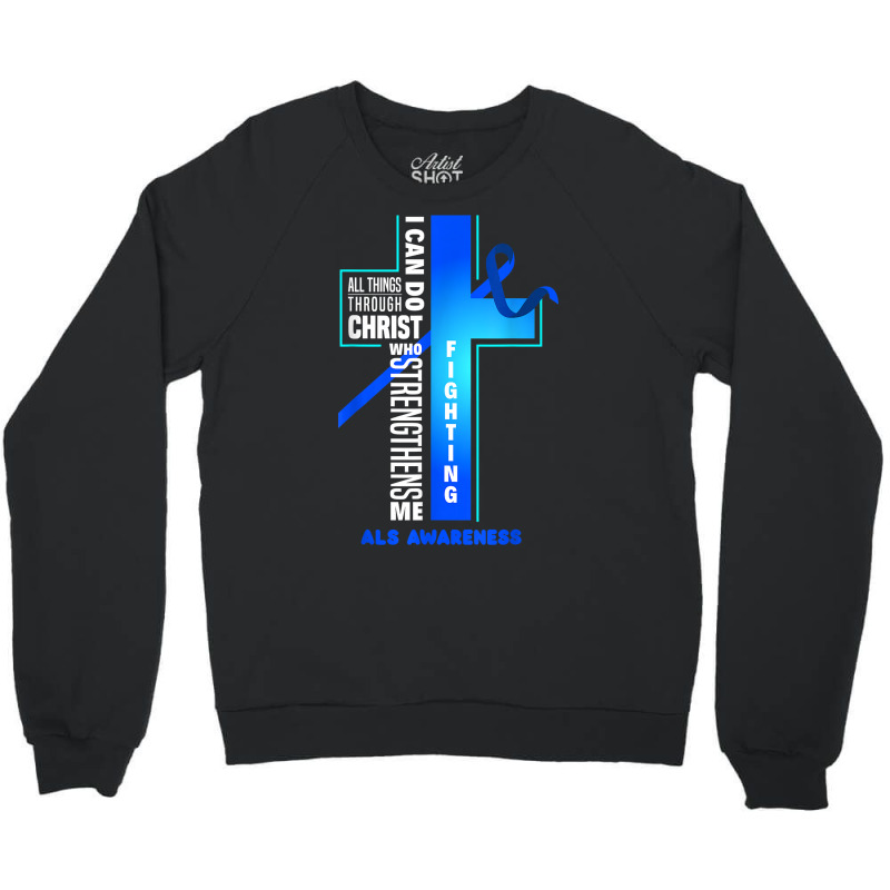 Faith God Jesus Christ Als Warrior Als Fighter Als Awareness T Shirt Crewneck Sweatshirt | Artistshot