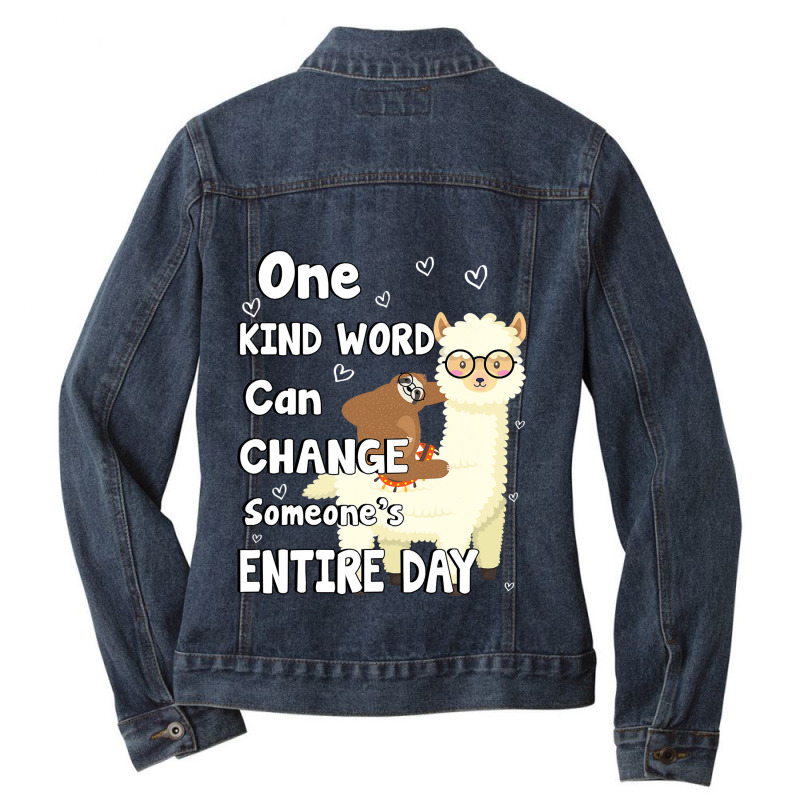 Unity Day Orange Tee Anti Bullying Gifts One Kind Word Llama 30 Ladies Denim Jacket by permad | Artistshot