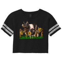 Western Mom With Hampshire Pig And Baby Pig Scorecard Crop Tee | Artistshot