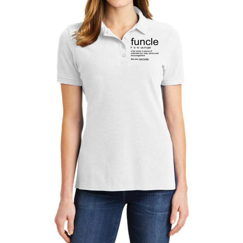 Custom Mens Funny Funcle Word Uncle Ladies Polo Shirt By Marley Tees -
