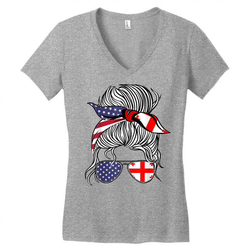 American Georgian Patriot Flag Women Girl Georgia Grown T Shirt Women's V-Neck T-Shirt by peersodshamiw8 | Artistshot