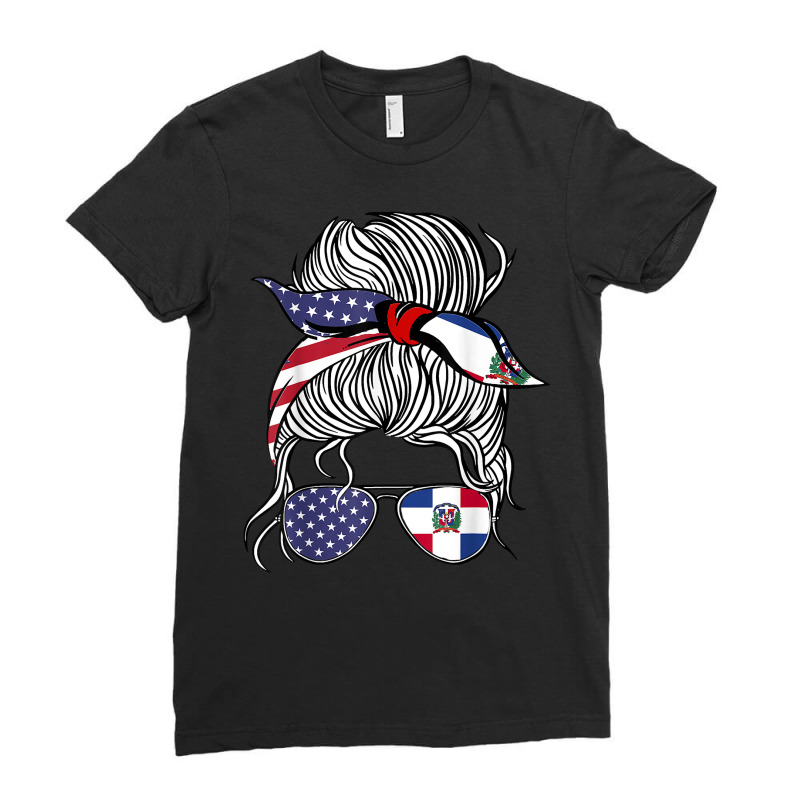 American Dominican Republic Patriot Flag Women Girl Grown T Shirt Ladies Fitted T-Shirt by hustonfkobar3 | Artistshot