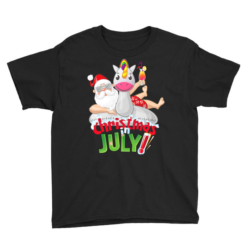 Funny Christmas In July Shirt Summer Unicorn Float Xmas T Shirt Youth Tee | Artistshot