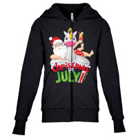 Funny Christmas In July Shirt Summer Unicorn Float Xmas T Shirt Youth Zipper Hoodie | Artistshot