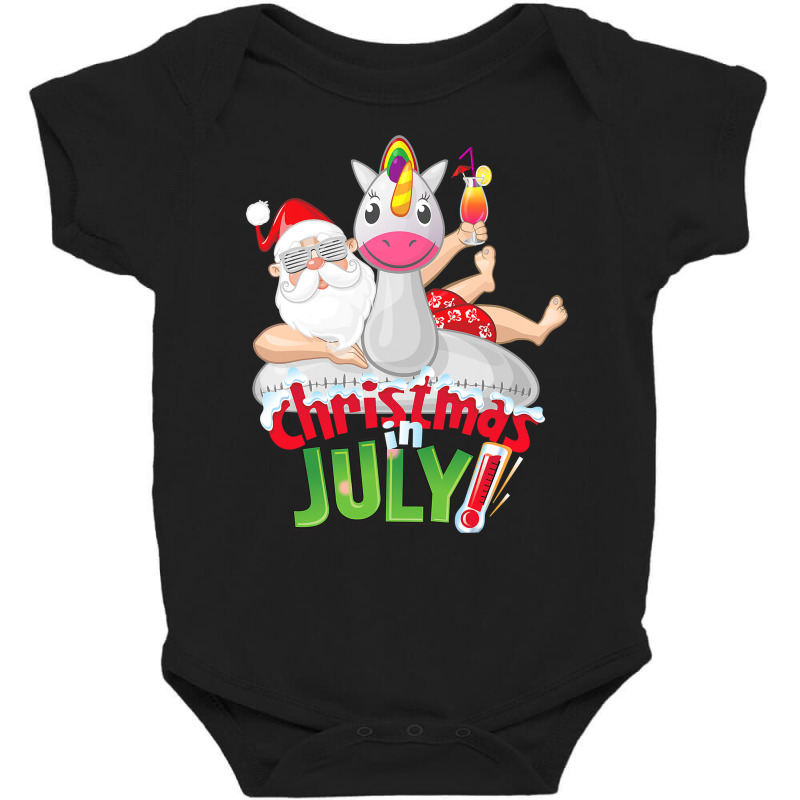 Funny Christmas In July Shirt Summer Unicorn Float Xmas T Shirt Baby Bodysuit | Artistshot