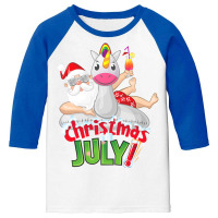 Funny Christmas In July Shirt Summer Unicorn Float Xmas T Shirt Youth 3/4 Sleeve | Artistshot