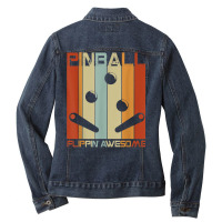 Pinball Funny Retro Vintage Arcade Game Machine Lover Gift T Shirt Ladies Denim Jacket | Artistshot