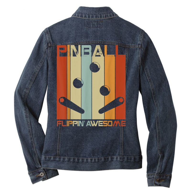 Pinball Funny Retro Vintage Arcade Game Machine Lover Gift T Shirt Ladies Denim Jacket by gehriglyssy | Artistshot