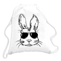 Bunny Face With Sunglasses Easter Day For Boys Men Kids Drawstring Bags | Artistshot