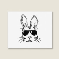 Bunny Face With Sunglasses Easter Day For Boys Men Kids Landscape Canvas Print | Artistshot