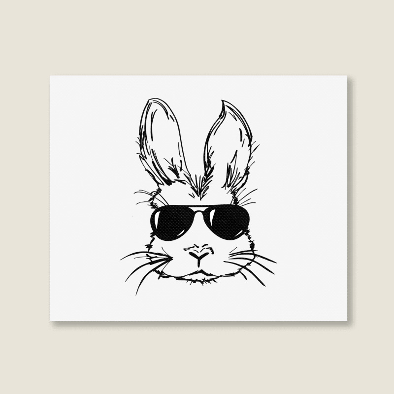 Bunny Face With Sunglasses Easter Day For Boys Men Kids Landscape Canvas Print by bakien89 | Artistshot