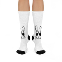 Bunny Face With Sunglasses Easter Day For Boys Men Kids Crew Socks | Artistshot