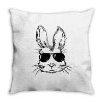 Bunny Face With Sunglasses Easter Day For Boys Men Kids Throw Pillow | Artistshot