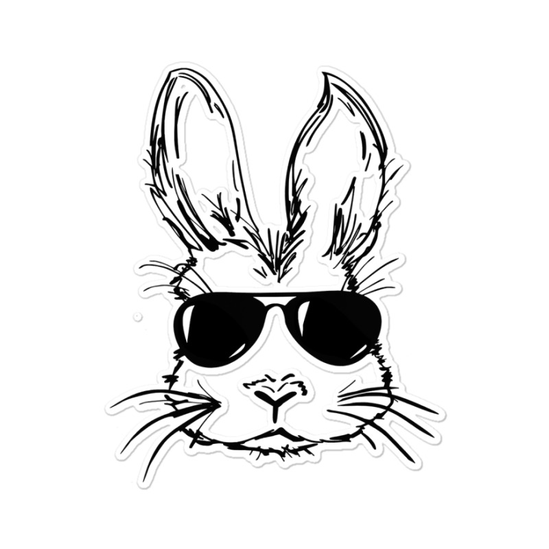 Bunny Face With Sunglasses Easter Day For Boys Men Kids Sticker by bakien89 | Artistshot