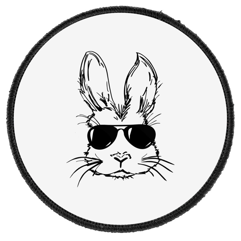 Bunny Face With Sunglasses Easter Day For Boys Men Kids Round Patch by bakien89 | Artistshot