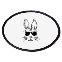 Bunny Face With Sunglasses Easter Day For Boys Men Kids Oval Patch | Artistshot