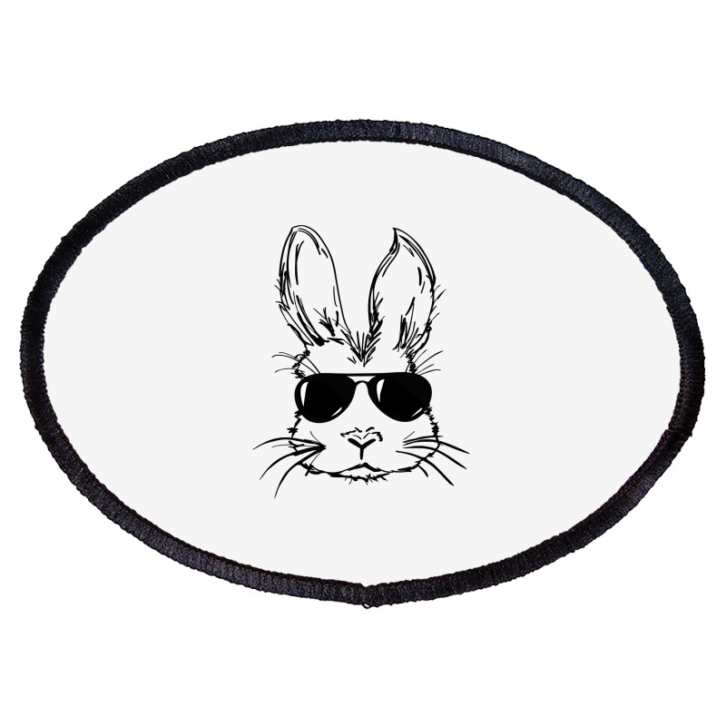 Bunny Face With Sunglasses Easter Day For Boys Men Kids Oval Patch by bakien89 | Artistshot