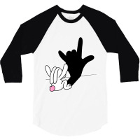 Bunny Reflection I Love You Hand Sign Language Asl Easter T Shirt 3/4 Sleeve Shirt | Artistshot