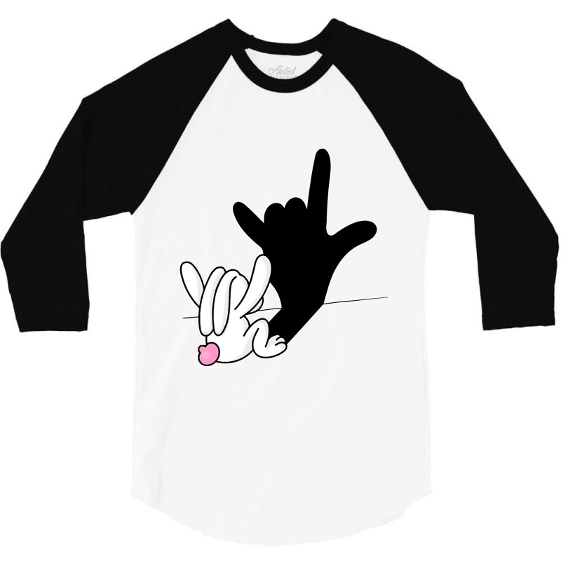 Bunny Reflection I Love You Hand Sign Language Asl Easter T Shirt 3/4 Sleeve Shirt by bakien89 | Artistshot