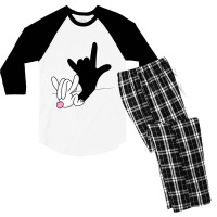 Bunny Reflection I Love You Hand Sign Language Asl Easter T Shirt Men's 3/4 Sleeve Pajama Set | Artistshot