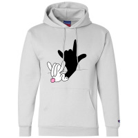 Bunny Reflection I Love You Hand Sign Language Asl Easter T Shirt Champion Hoodie | Artistshot