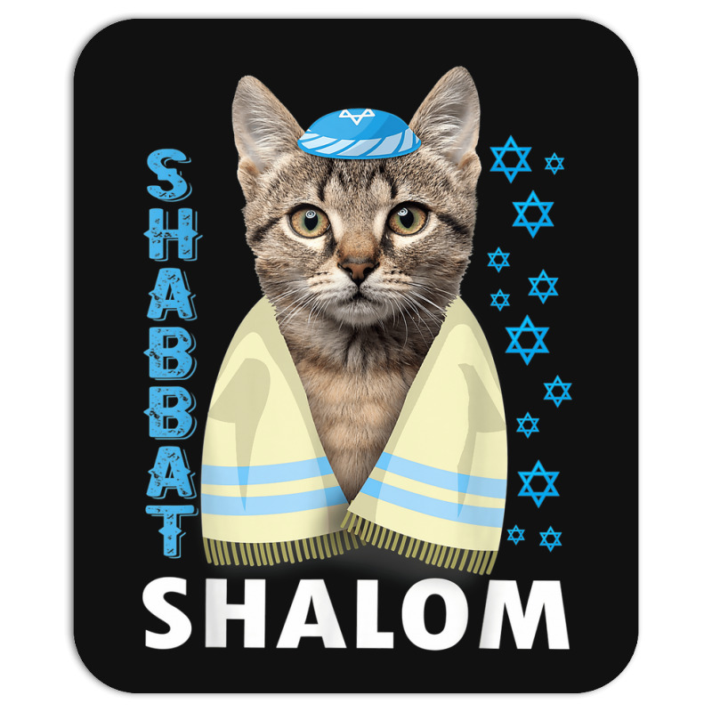 Custom Funny Jewish Shabbat Shalom Cute Cat With Kippah Mousepad By Mrt90 -  Artistshot