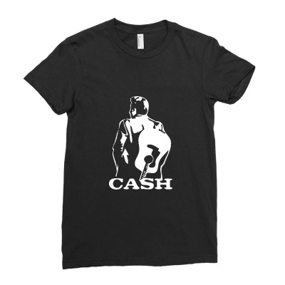 Johnny Cash Guitar Ladies Fitted T-shirt Designed By Teeshop