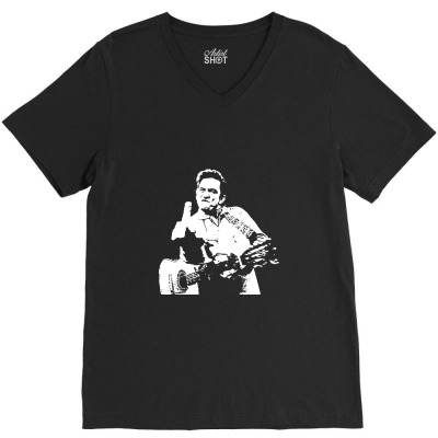 Johnny Cash Middle Finger Shirt Johnny Cash Middle Finger Poster Johnn V-neck Tee Designed By Teeshop