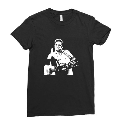 Johnny Cash Middle Finger Shirt Johnny Cash Middle Finger Poster Johnn Ladies Fitted T-shirt Designed By Teeshop