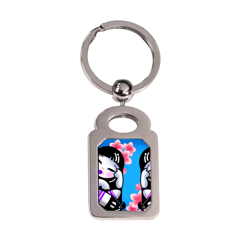 Cherry Blossom Twins Silver Rectangle Keychain | Artistshot