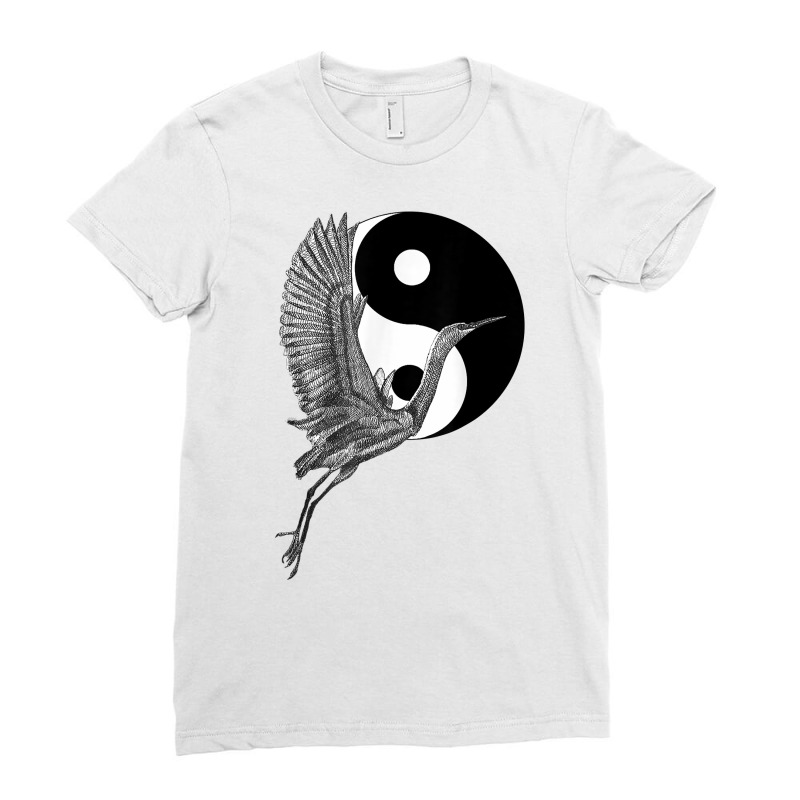 Tai Chi White Crane Yin Yang Qi Gong Illustration T Shirt Ladies Fitted T-Shirt by CrespinoEllawyn | Artistshot