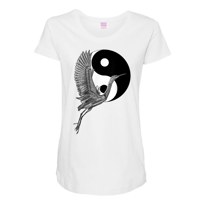 Tai Chi White Crane Yin Yang Qi Gong Illustration T Shirt Maternity Scoop Neck T-shirt by CrespinoEllawyn | Artistshot