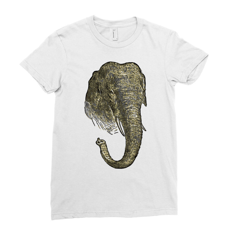 Graphic Novel Style Head And Trunk Of An Asiatic Elephant T Shirt Ladies Fitted T-Shirt by hustonfkobar3 | Artistshot