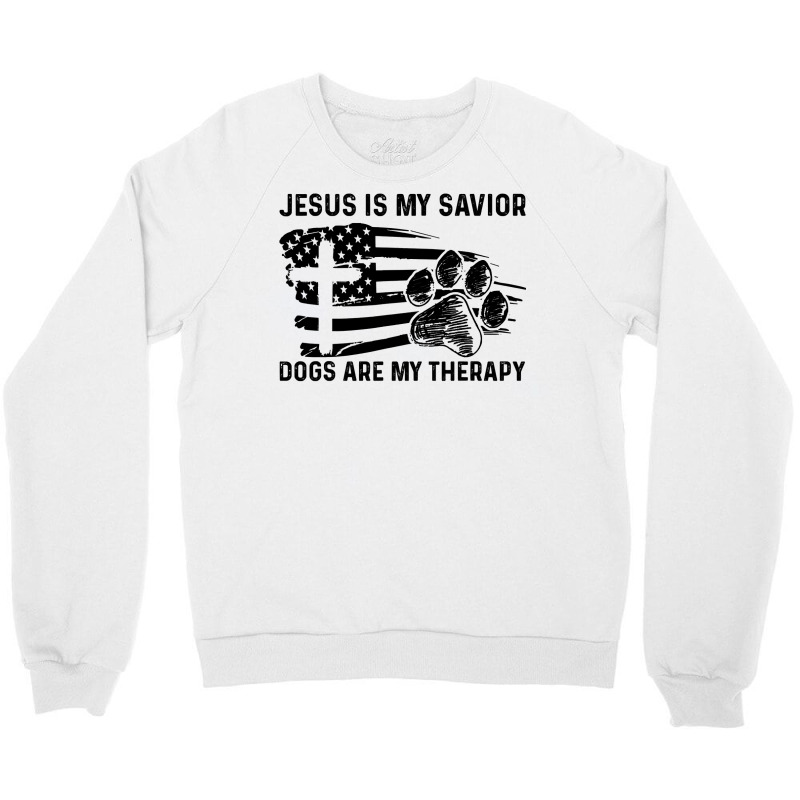 Christian Jesus Is My Savior Dogs Are My Therapy 404 Bibble Jesus Crewneck Sweatshirt by golferu | Artistshot