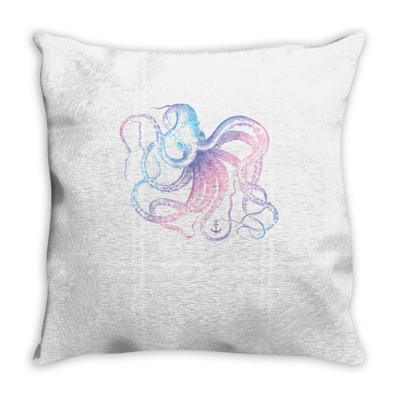 Octopus Shirt Cool Vintage Marine Biologist Ocean Sea Life 1 T Shirt Throw Pillow | Artistshot