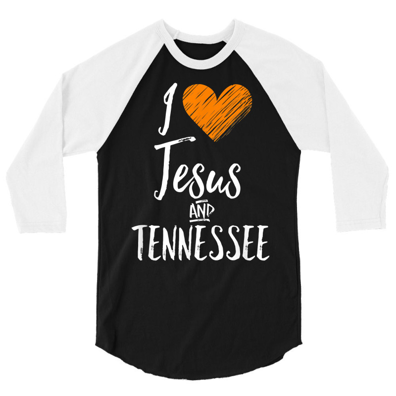 I Love Jesus And Tennessee Shirt Orange Heart Cute Fan Gift T Shirt 3/4 Sleeve Shirt by kalerttjay | Artistshot