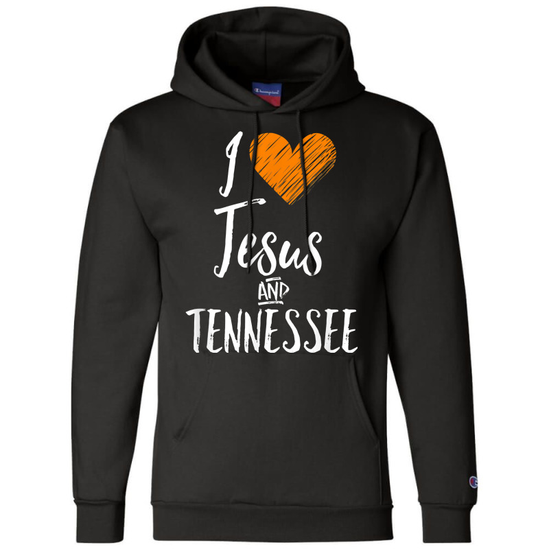 I Love Jesus And Tennessee Shirt Orange Heart Cute Fan Gift T Shirt Champion Hoodie by kalerttjay | Artistshot