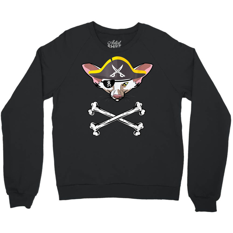 Pirate Cat Oriental Shorthair Mom Funny Halloween Cat Costum T Shirt Crewneck Sweatshirt | Artistshot